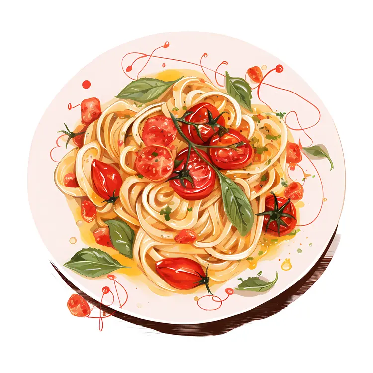 Pasta with Tomatoes and Basil