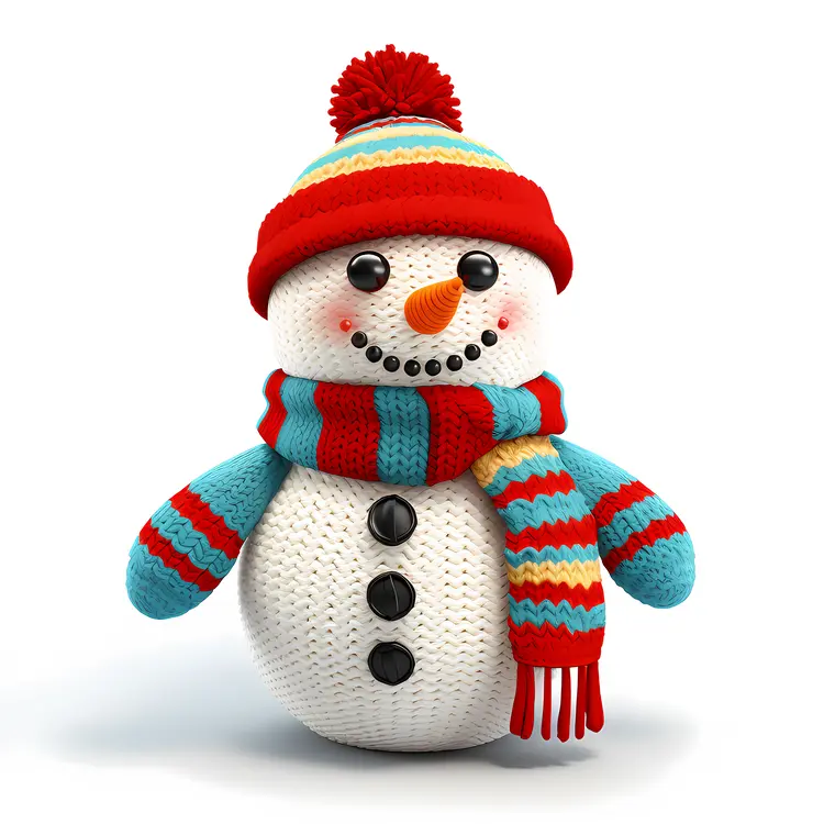 Cute Snowman with Red and Blue Scarf