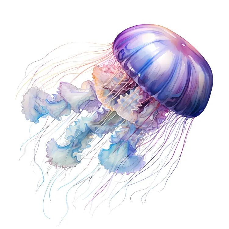 Purple Jellyfish with Detailed Tentacles