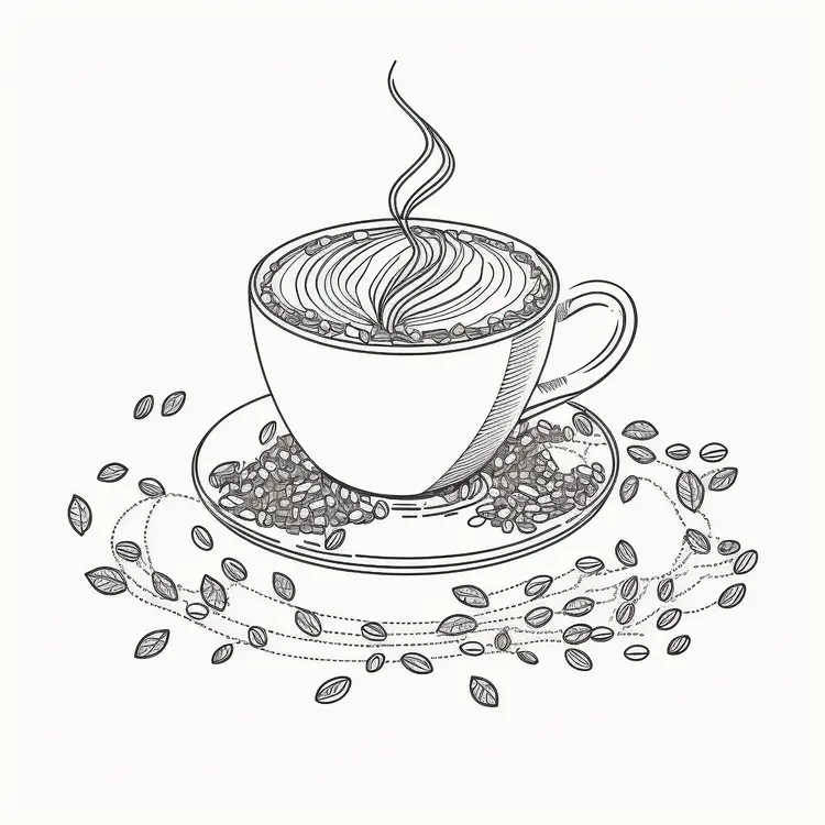Elegant Coffee Cup with Beans Illustration