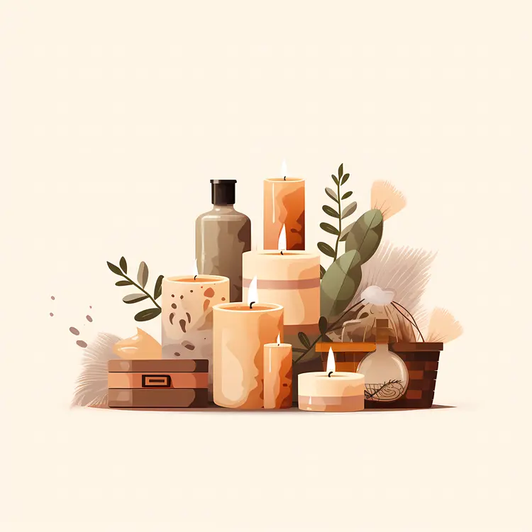 Beige Candles with Bottles