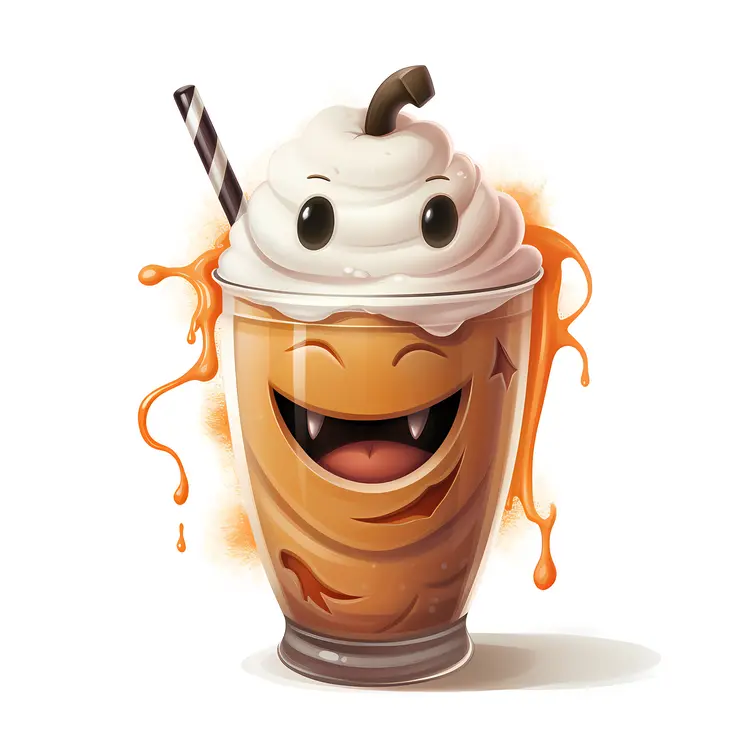 Cute Halloween Milkshake with Whipped Cream and Orange Drizzle