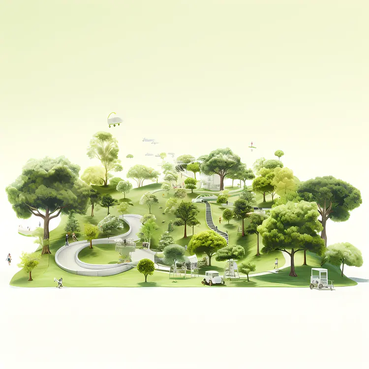Green Park with Winding Pathways