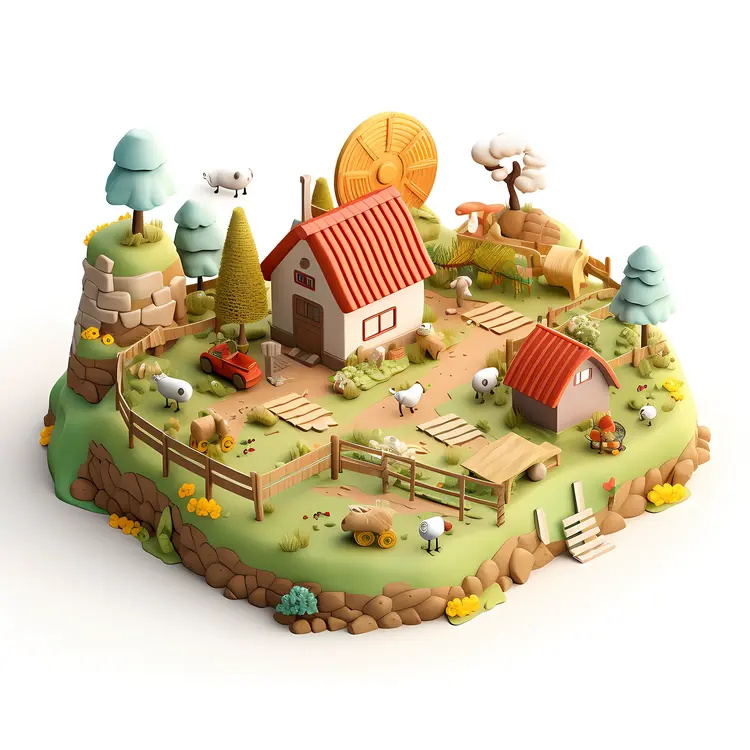 Small Cute Doodle House on a Farm