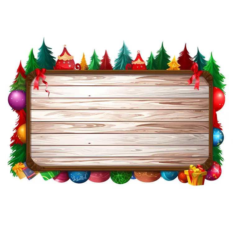 Christmas Wooden Sign with Colorful Ornaments