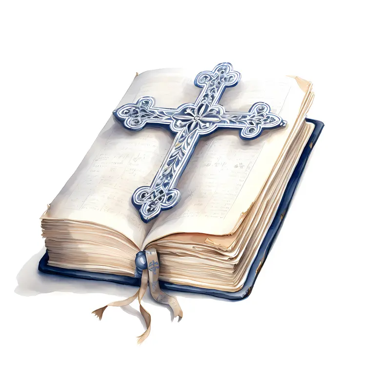 Bible with Ornate Cross