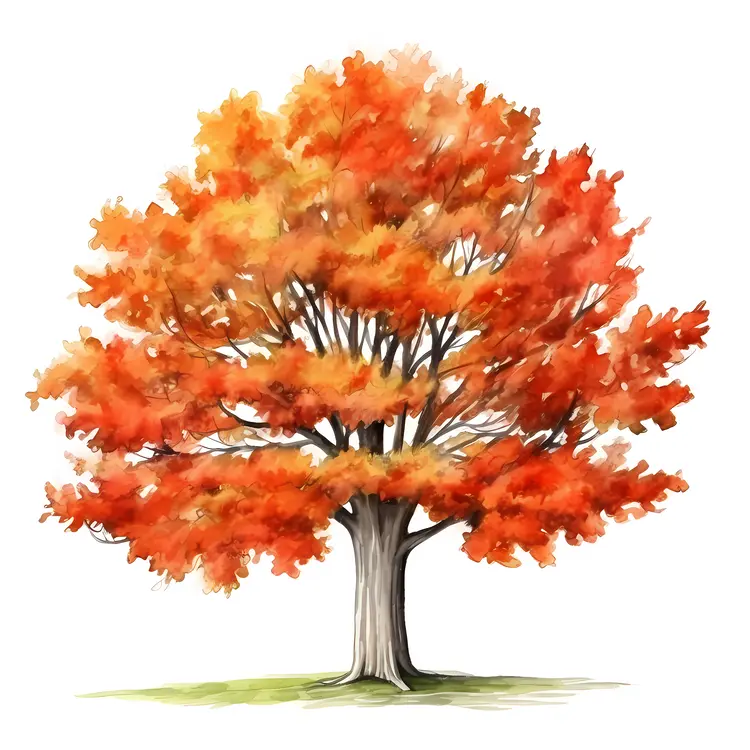 Vibrant Autumn Tree with Red Leaves