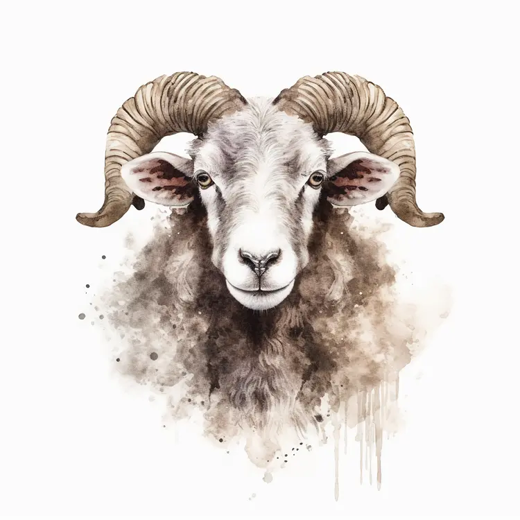Watercolor Ram Illustration