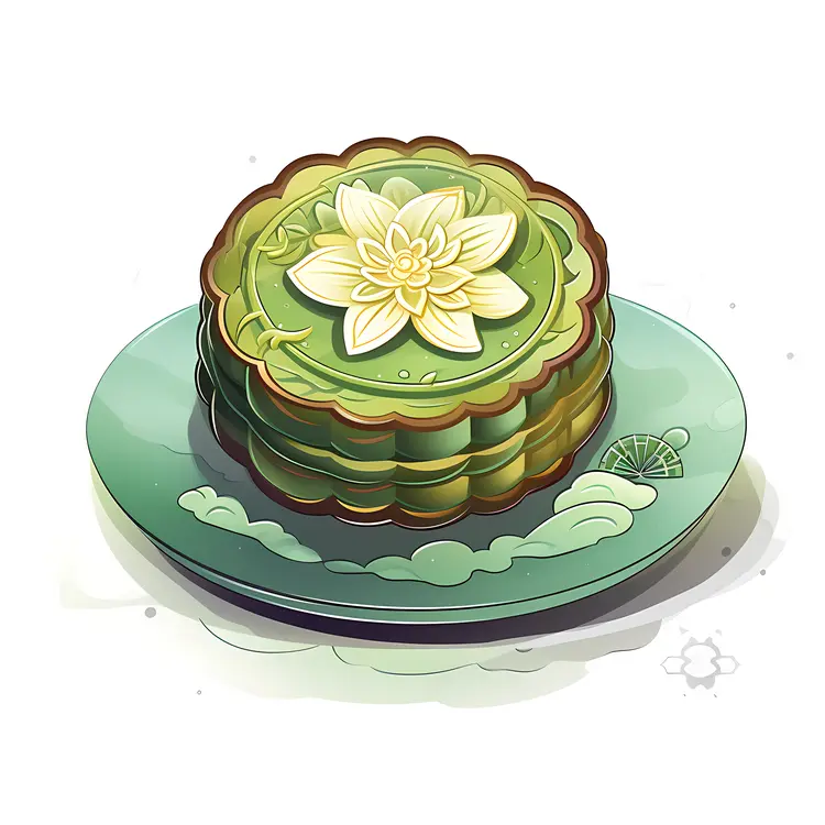 Single Mooncake with Flower Design