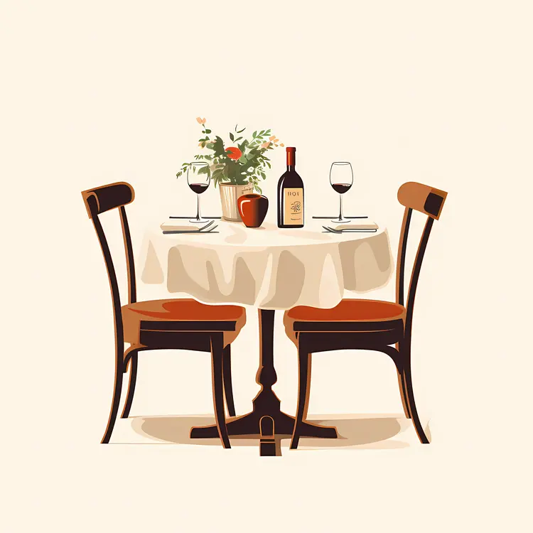 Elegant Dining Table with Wine Bottle