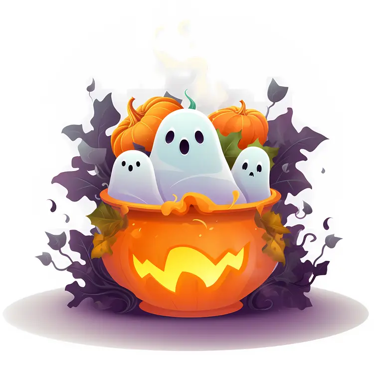 Cute Ghosts in Pumpkin for Halloween