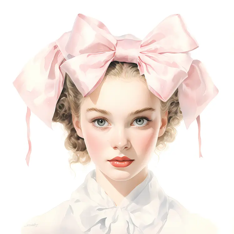 Girl with Pink Bow Headband