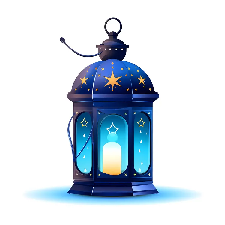 Blue Lantern with Star Cutouts