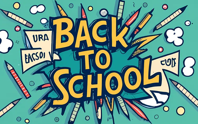 Back to School Text with Pencils and Apples