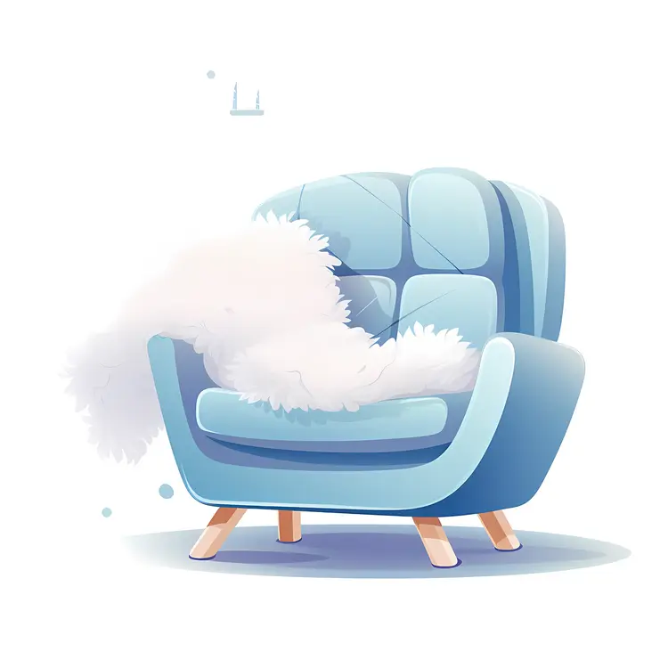 Cozy Blue Armchair with Fluffy Blanket