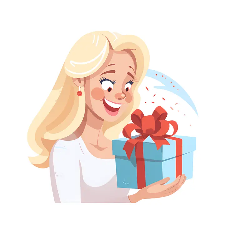 Girl Holding Gift Box with Santa Hat