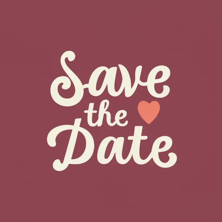 Save the Date with Heart on Red Background