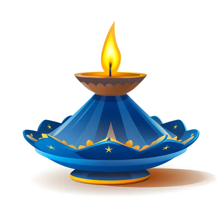 Blue Candle with Star Patterns