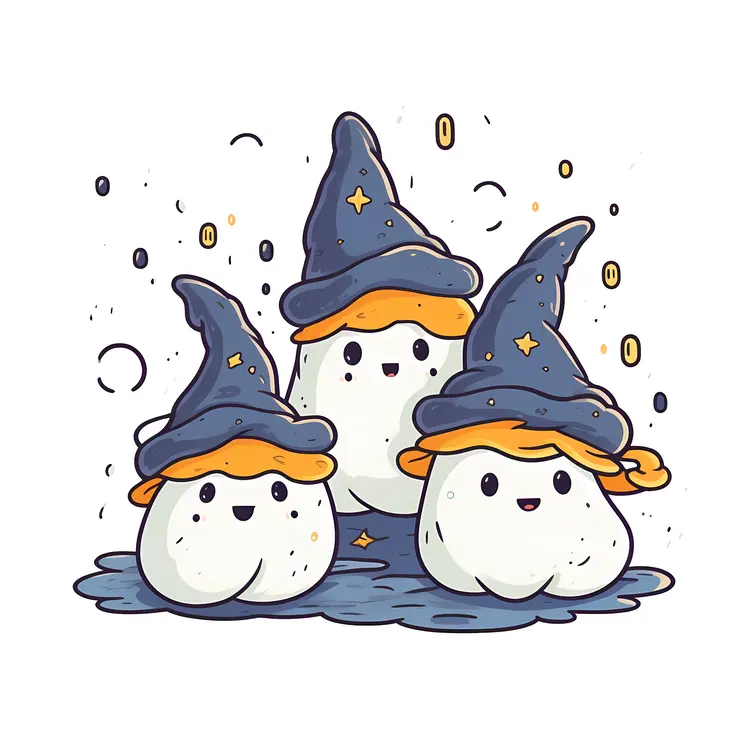 Three Ghosts with Blue Hats