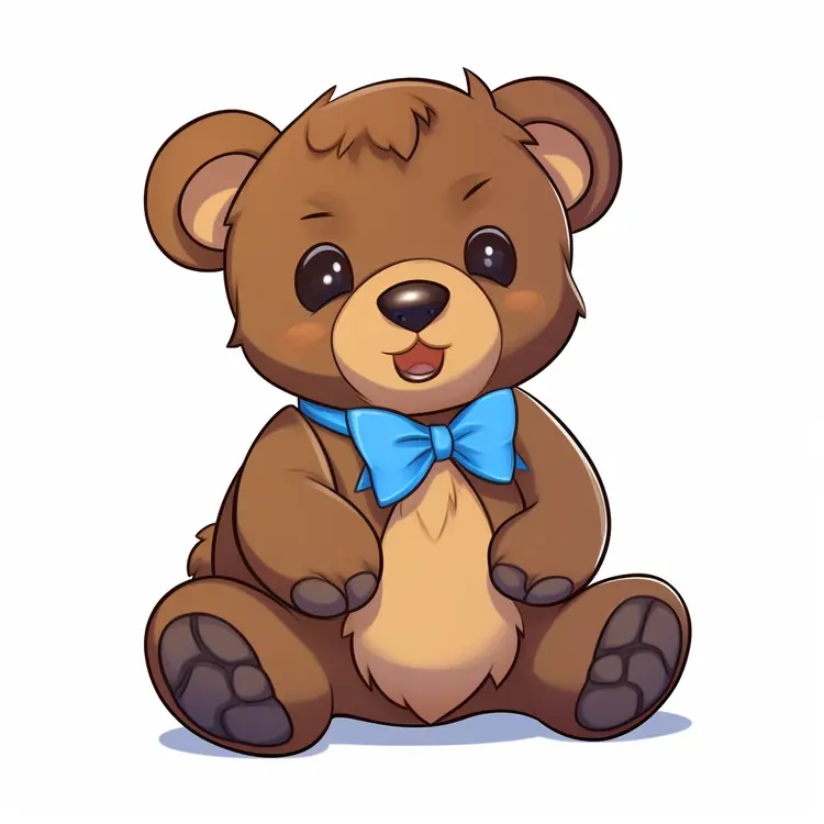 Cute Teddy Bear with Blue Bow