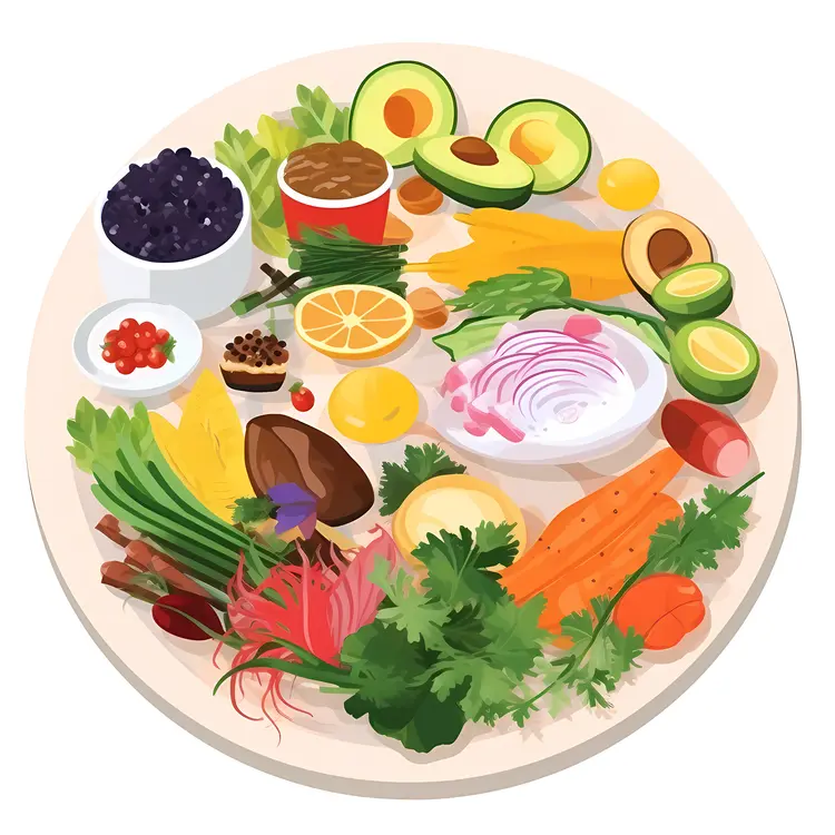 Colorful Fresh Salad with Avocado and Vegetables