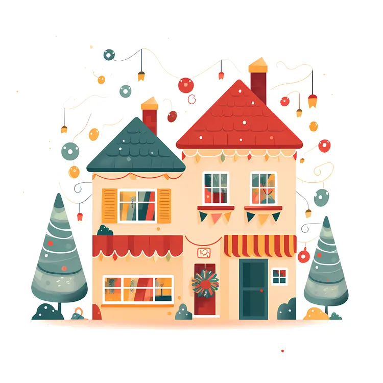 Festive House with Christmas Decorations