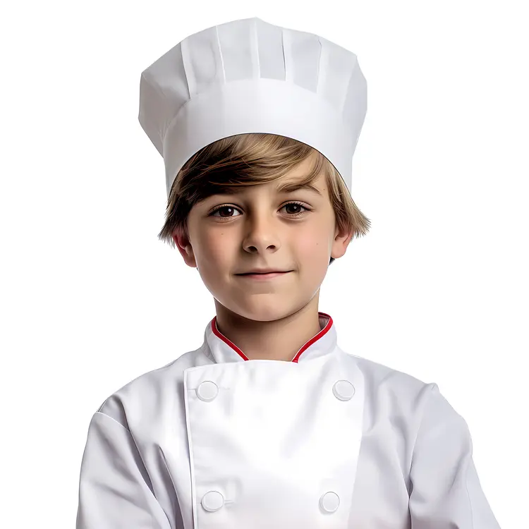 Young Chef in White Uniform and Hat