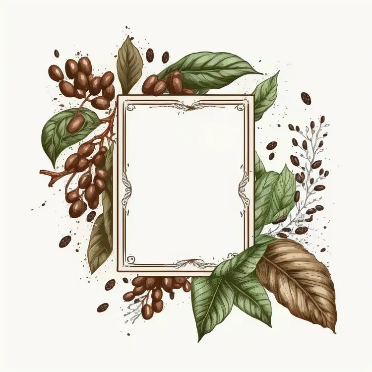 Botanical Coffee Beans Illustration with Frame