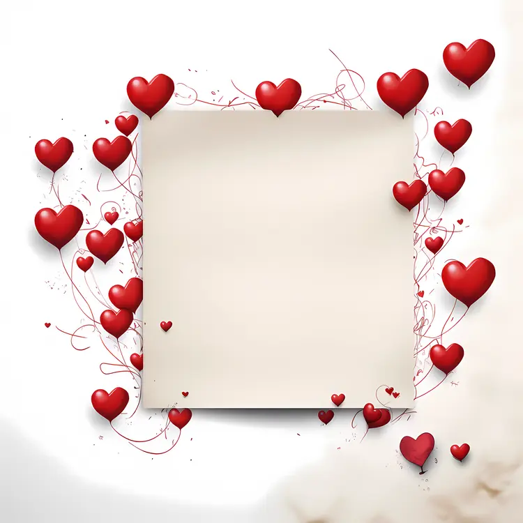 Blank Paper with Red Hearts