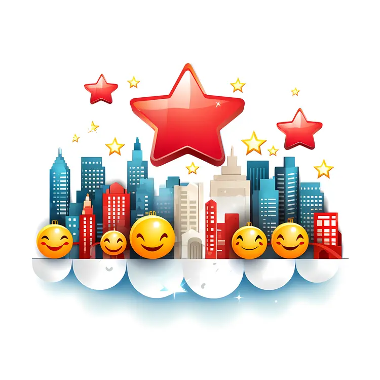 City Skyline with Star Decorations