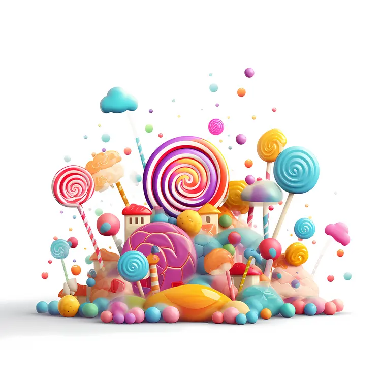 Colorful Candy Land with Lollipops