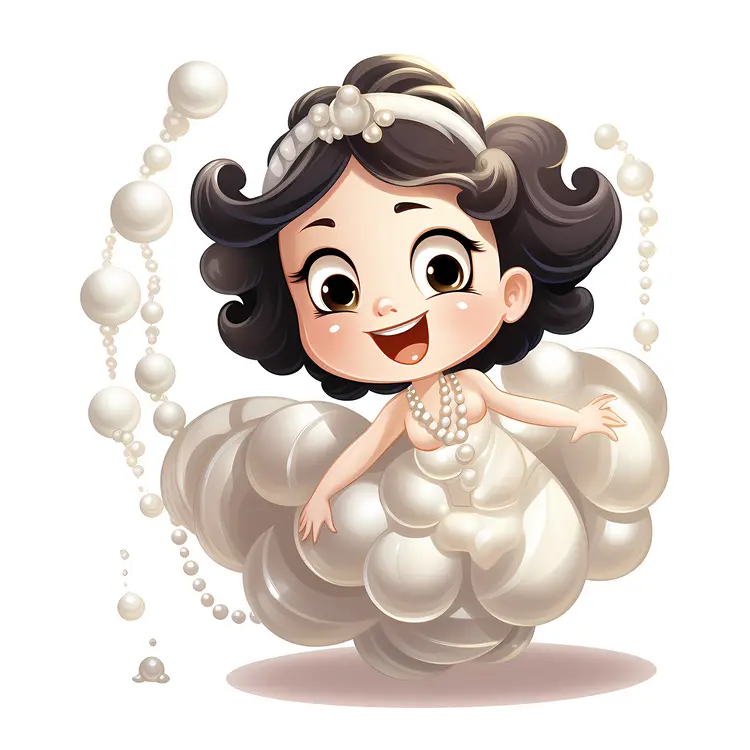 Cute Cartoon Girl with Pearls