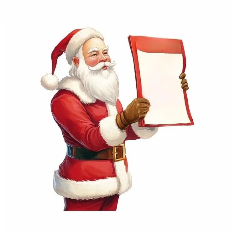 Santa Claus Holding a Blank List