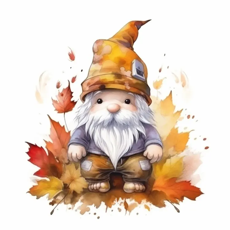 Cute Gnome with Autumn Leaves for Thanksgiving