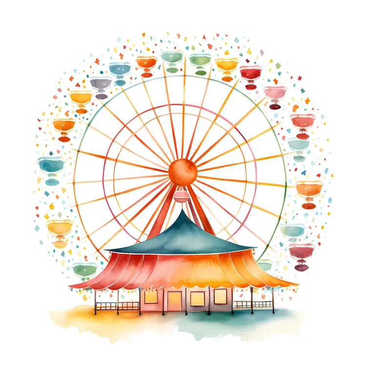 Vibrant Ferris Wheel with Colorful Gondolas