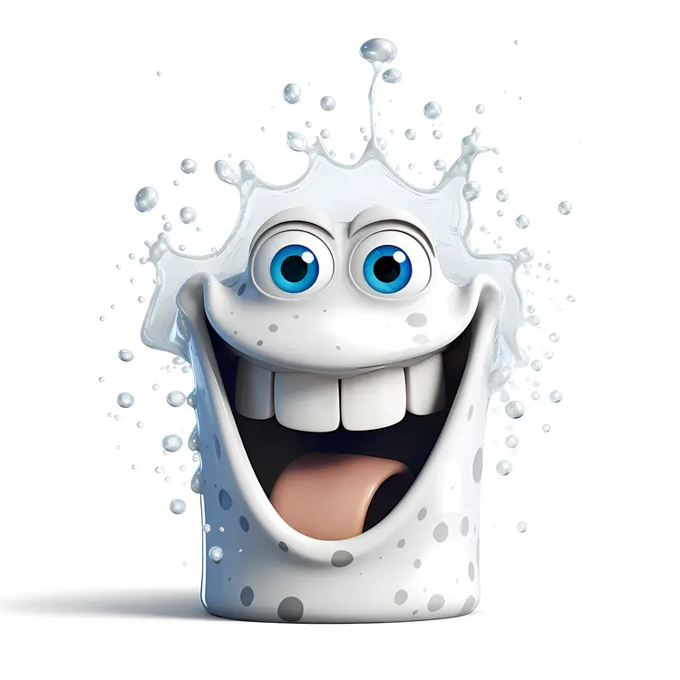 Happy Milk Splash Cartoon