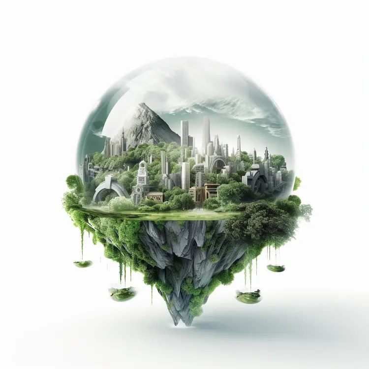Futuristic Floating City in a Glass Sphere