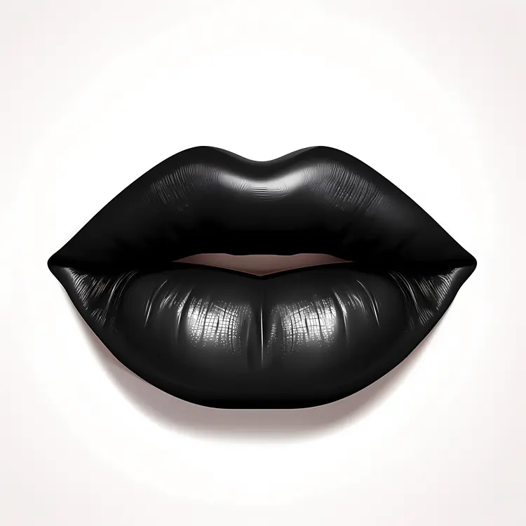Glossy Black Lips Illustration for Halloween Makeup Concept