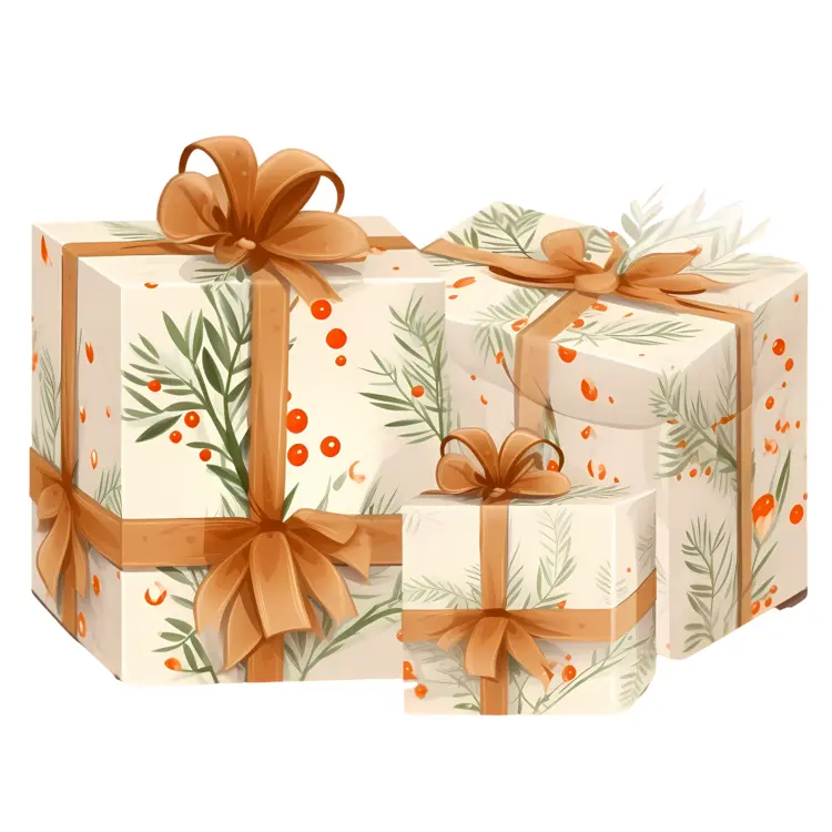 Gift Boxes with Brown Ribbons