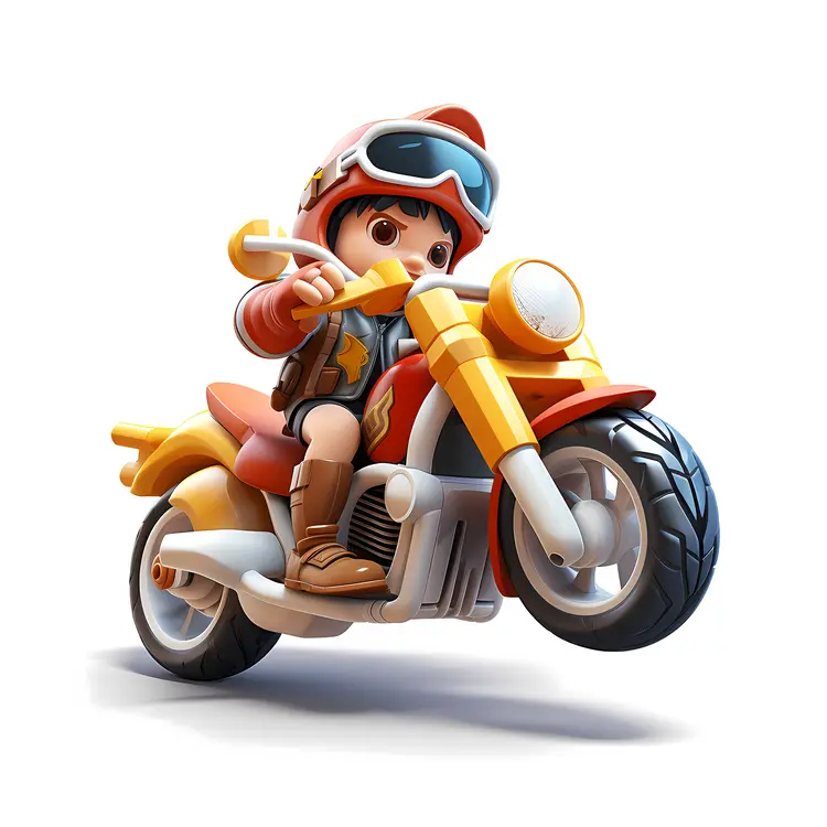 Boy Riding Motorcycle with Helmet and Goggles