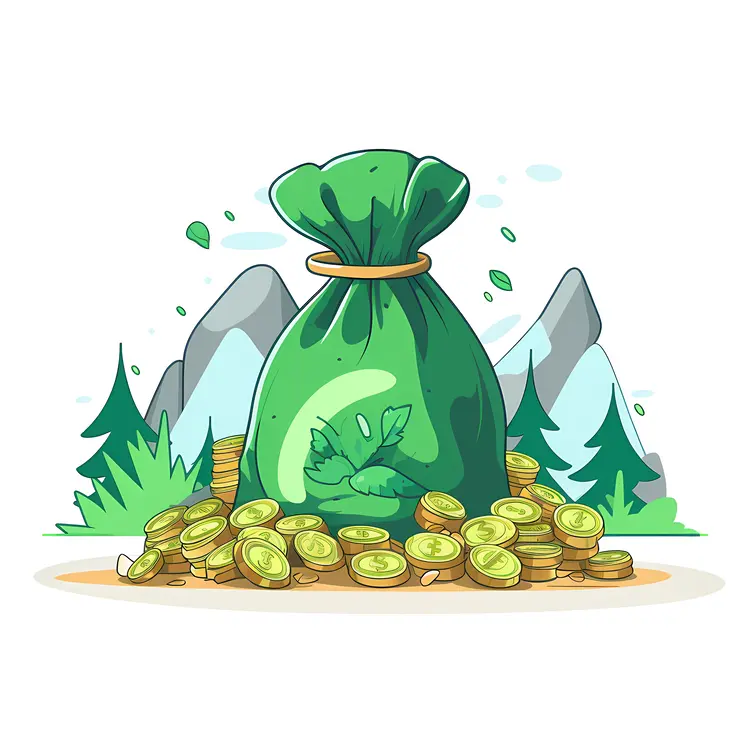 Green Bag of Gold Coins