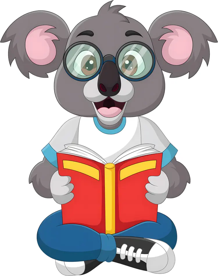 Koala Reading a Red Book