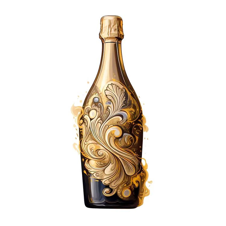 Elegant Champagne Bottle with Ornate Design