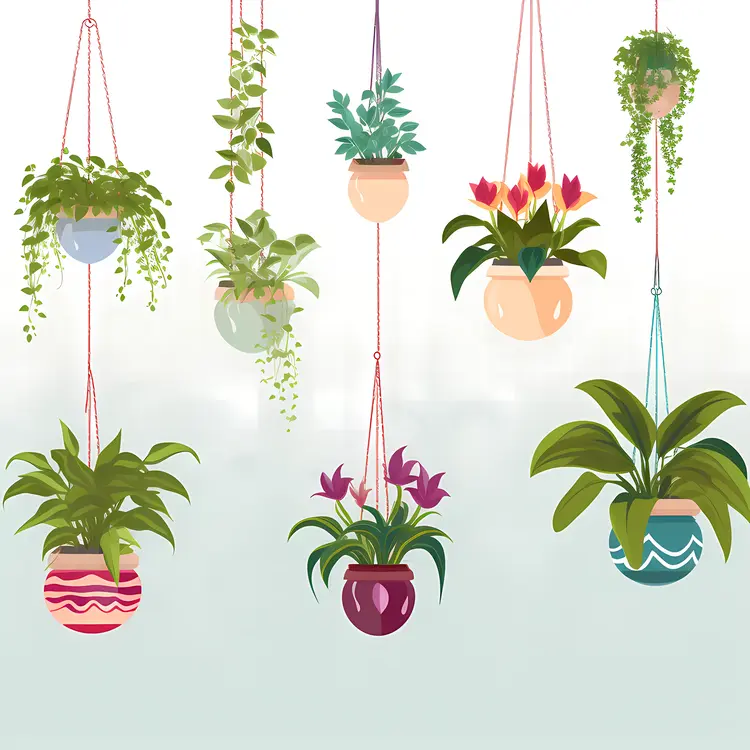 Single Hanging Plant in Orange Pot
