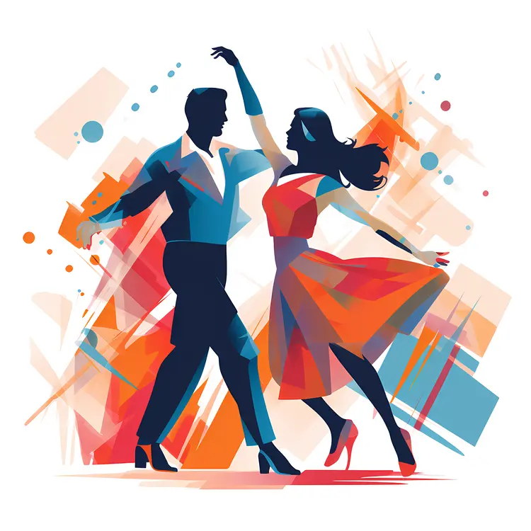 Abstract Dancing Couple Illustration