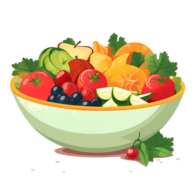 Fresh and Colorful Fruit Bowl Illustration