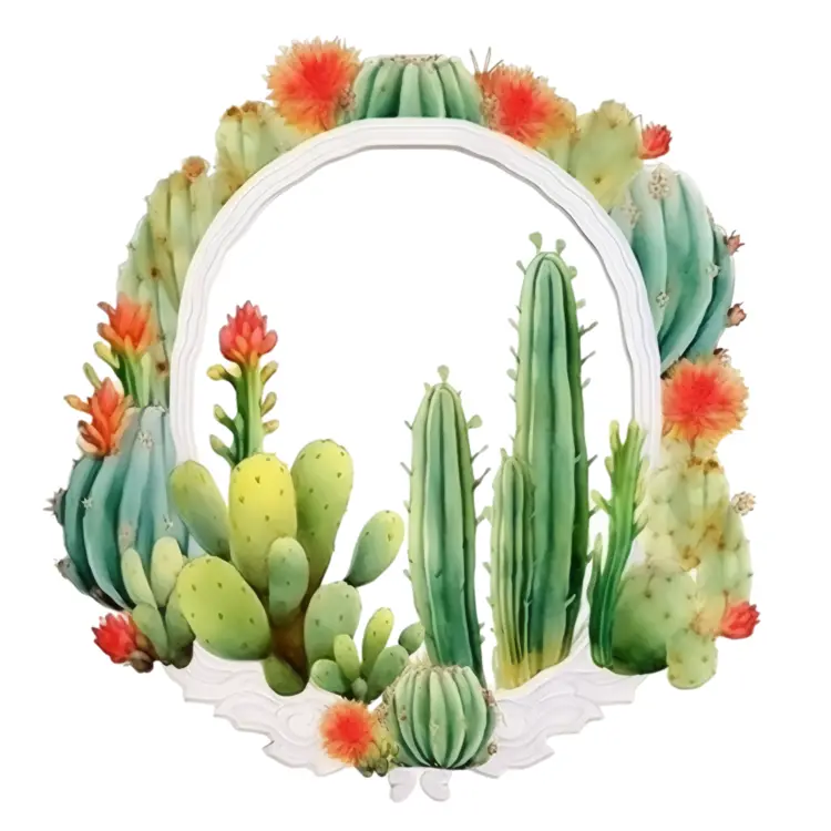 Circular Cactus Frame with Succulents