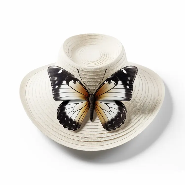 Elegant White Hat with Butterfly Decoration