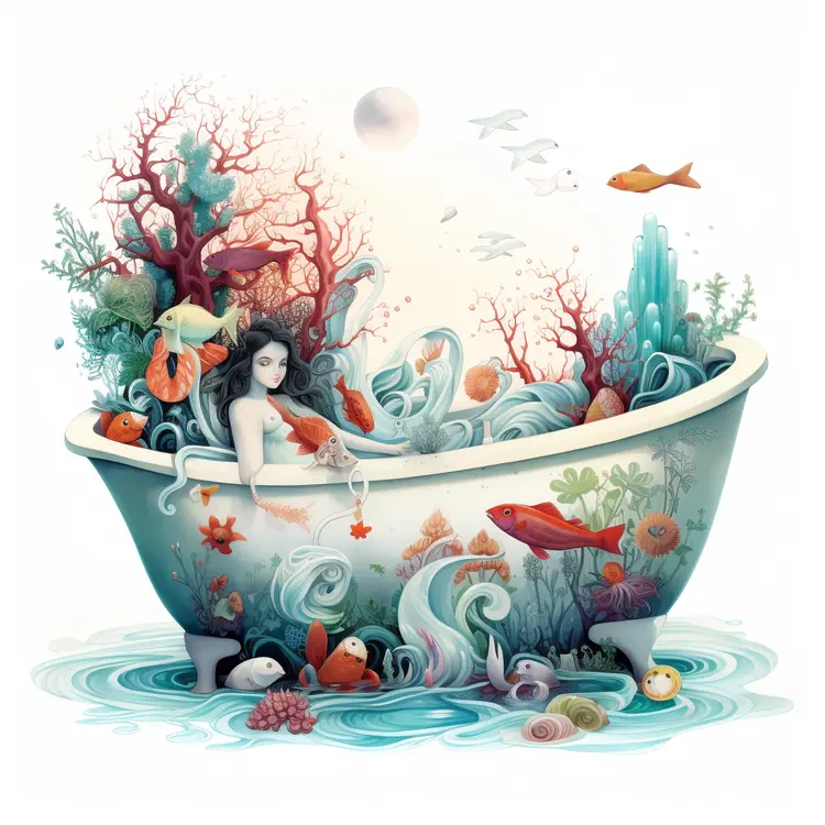 Marine Bathtub with Ocean Creatures