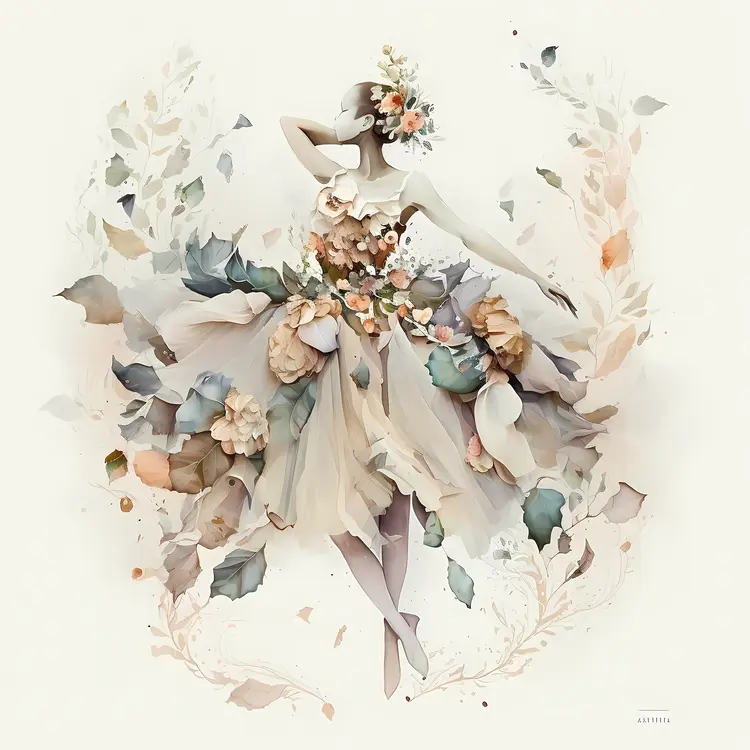 Elegant Ballerina with Floral Dress